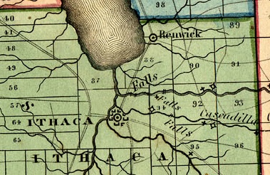 Extract for Ithaca and Forest Home from Atlas, State of New York. Burr, David H., 1829.